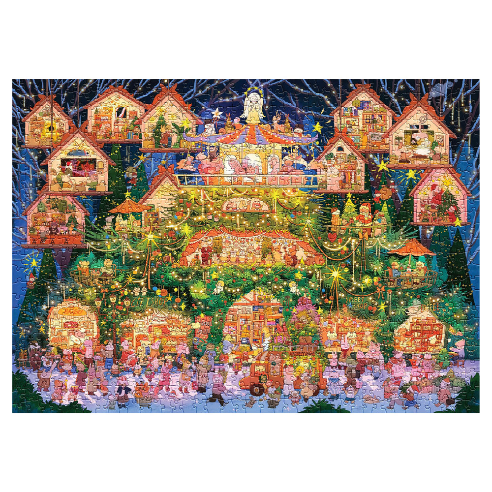 Jolly Market 1000-Piece Gold Foil Christmas Puzzle | SOONNESS